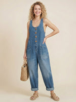 Women’s Casual Cotton Vest & Denim Jumpsuit