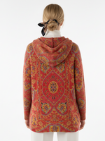 Women's Retro Ethnic Totem Art Print Casual Knitted Pocket Hooded Tunic Top