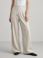Women's Minimalist High-Waist Asymmetric Flowy Wide-Leg Trousers