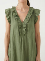 Women's Solid Color Ruffled Art Casual Fashion Cozy Cotton Linen Dress