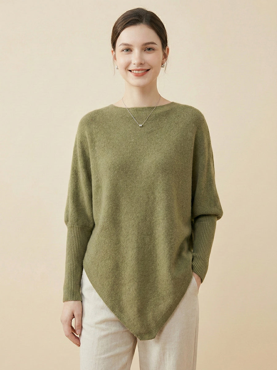 Women's Spring Irregular Shawl Batwing Sleeve Loose Sweater