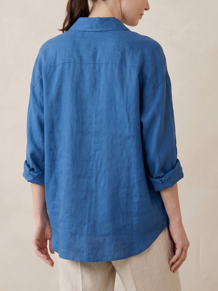 Women’s Minimalist Linen Blouse – Relaxed Fit Breathable Summer Shirt