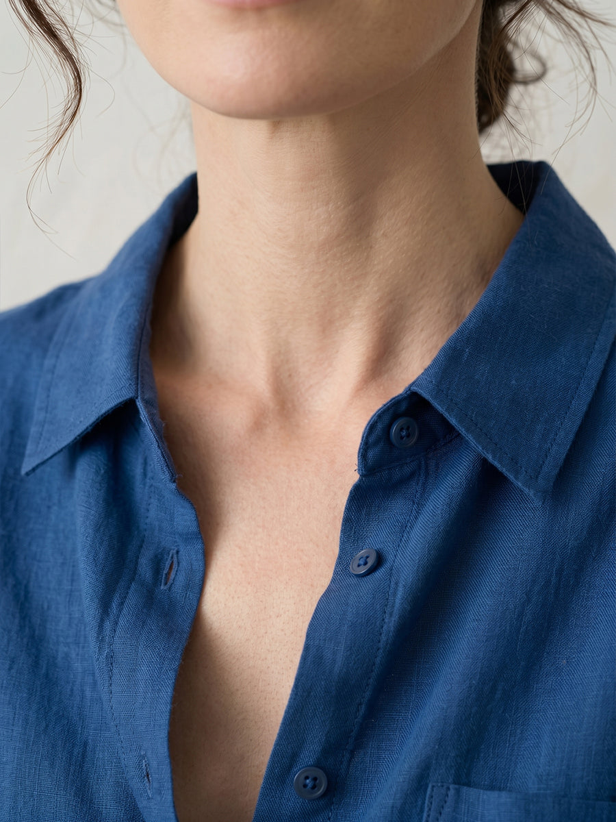 Women’s Minimalist Linen Blouse – Relaxed Fit Breathable Summer Shirt