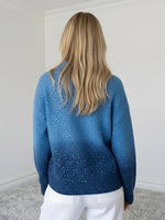 Women's Dreamy Starry Sky Gradient Polo Collar Knit Sweater Top