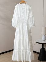 Mid-sleeve Openwork Embroidered Dress