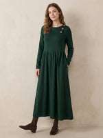 Wool Layered Neck Pleated Maxi Dress BILLIE