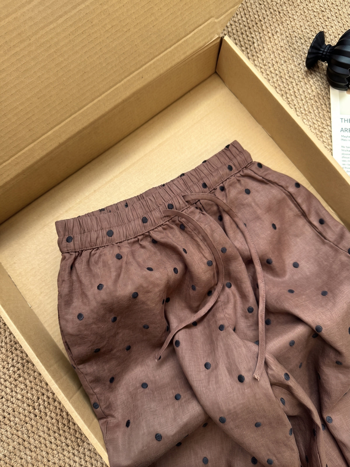 Classic Casual Embroidered Polka-dot Linen-cotton Trousers
