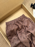 Classic Casual Embroidered Polka-dot Linen-cotton Trousers