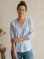 Womens Linen Puff Sleeves Top