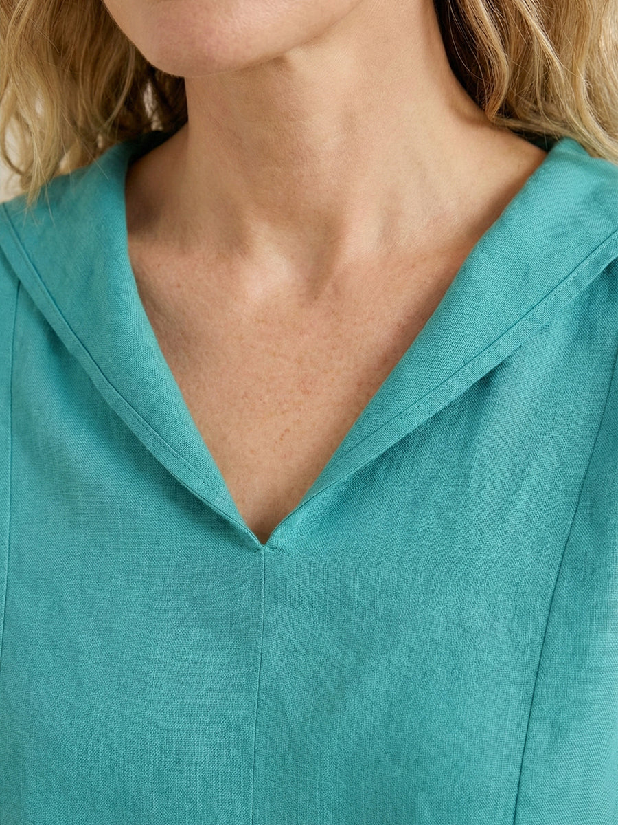 Linen V-Neck Short Sleeve Shirt