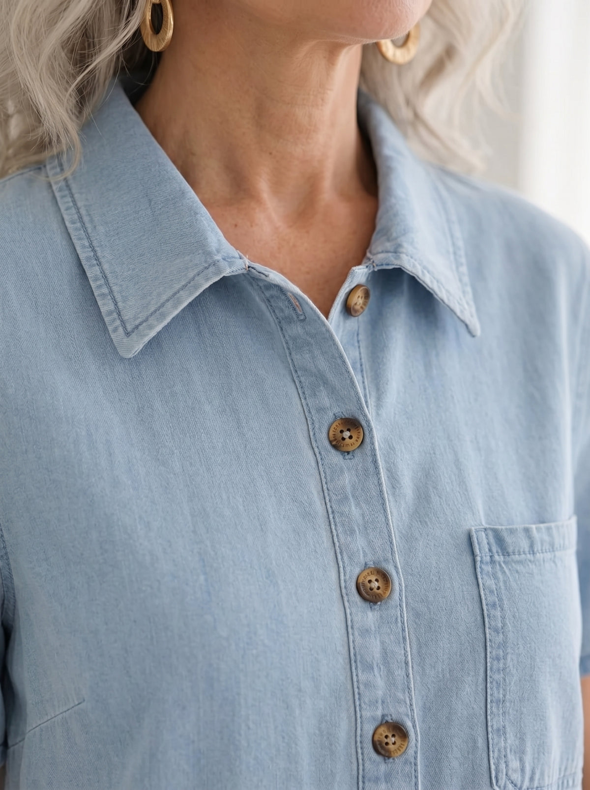 Casual Embroidered Denim Dress