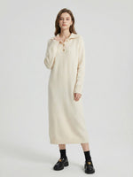 Spring Collared Button Loose Knit Sweater Dress
