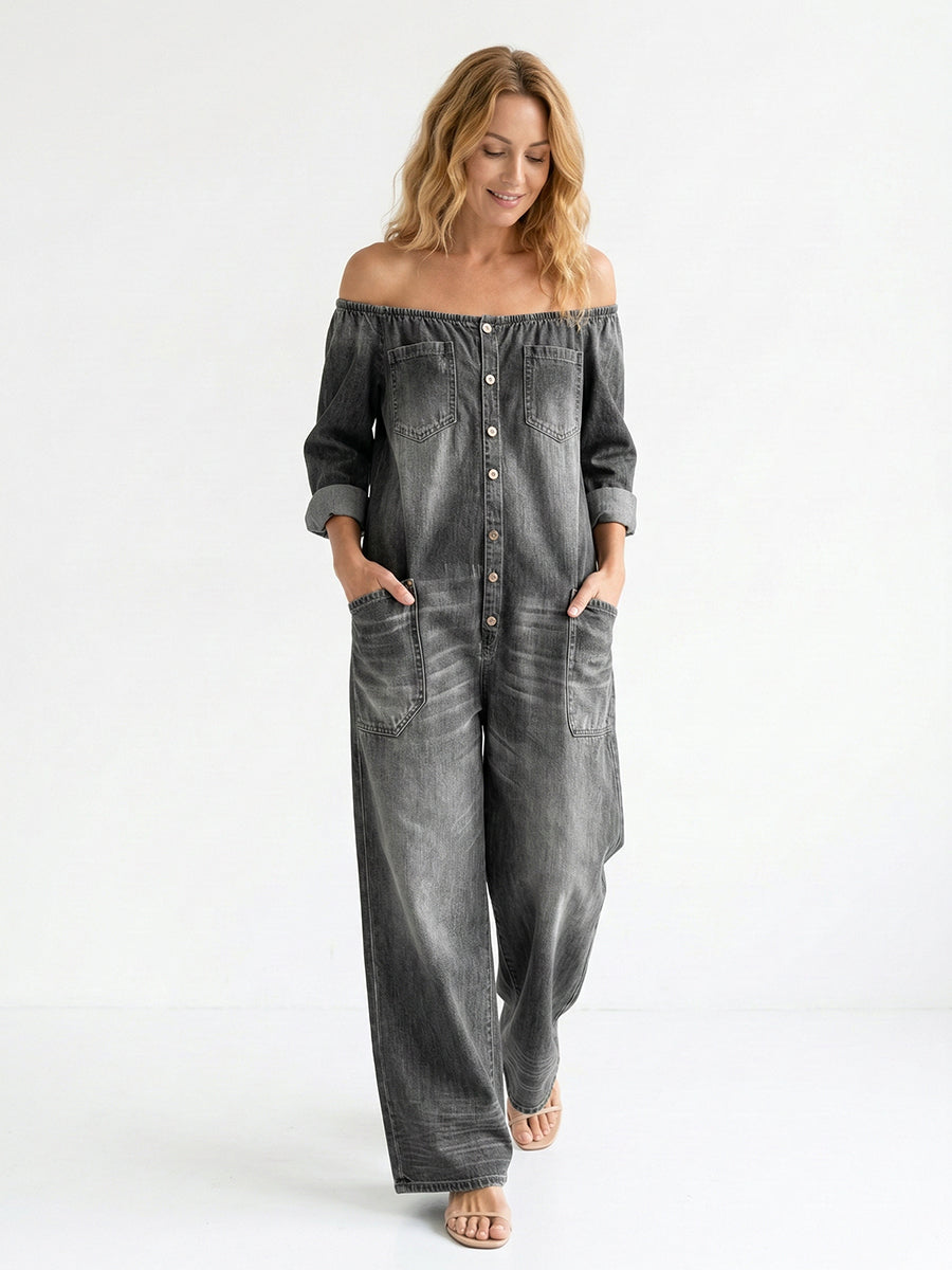 Women’s Fashion Vintage Off-shoulder Long Sleeve Jumpsuit