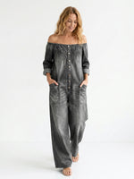 Women’s Fashion Vintage Off-shoulder Long Sleeve Jumpsuit