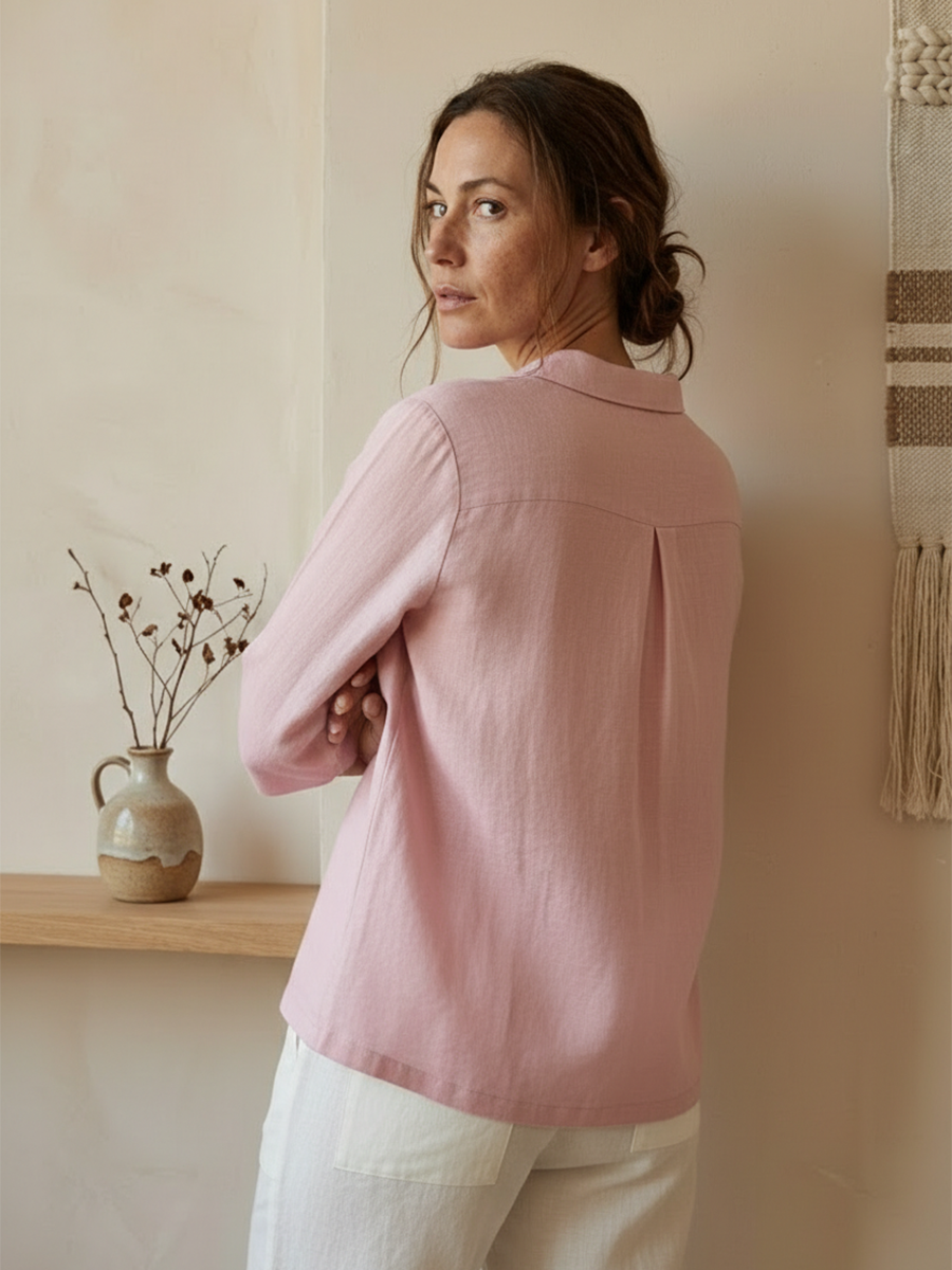 Women's Linen Shawl V-Neck Half Sleeve Top