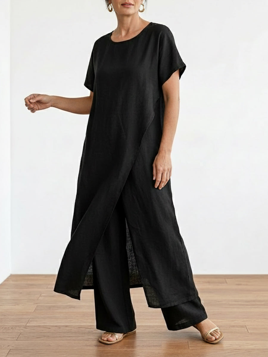 Womens Cozy Loose-fit Asymmetrical Design Two-piece Set