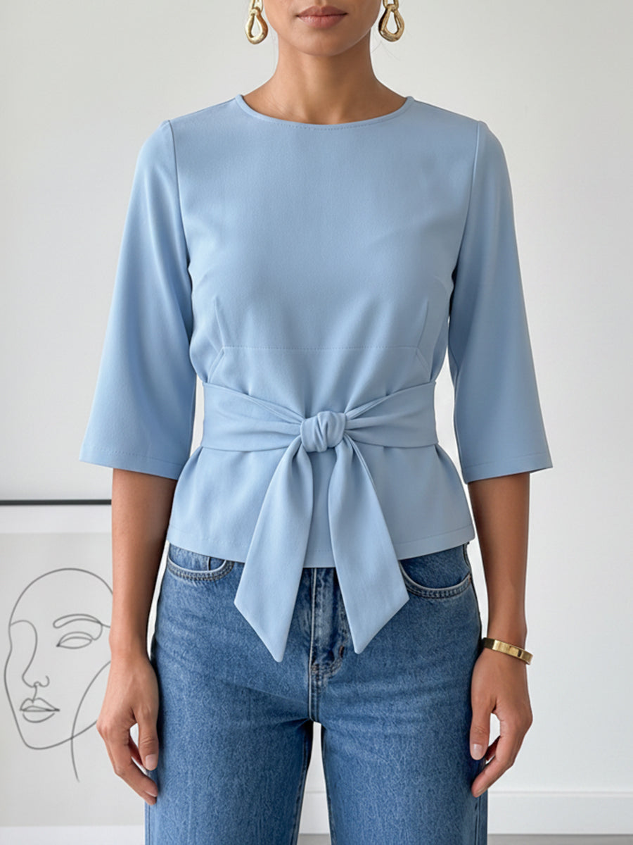 Womens Casual Tie-up Cotton T-shirt