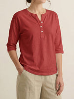 Classic Henley Collar 100% Cotton T-shirt