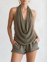 Womens Casual & Sexy Knitted Tank Top Two-piece Set