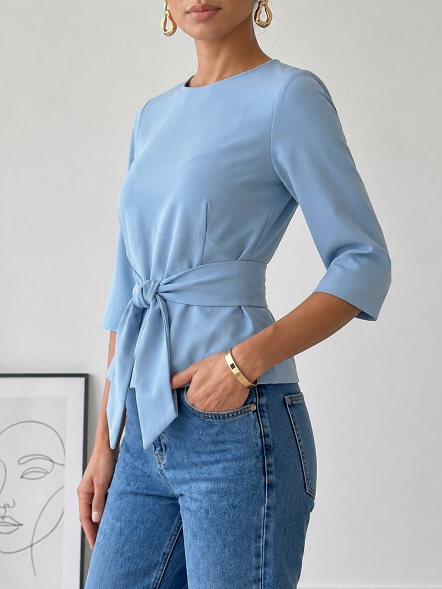 Womens Casual Tie-up Cotton T-shirt