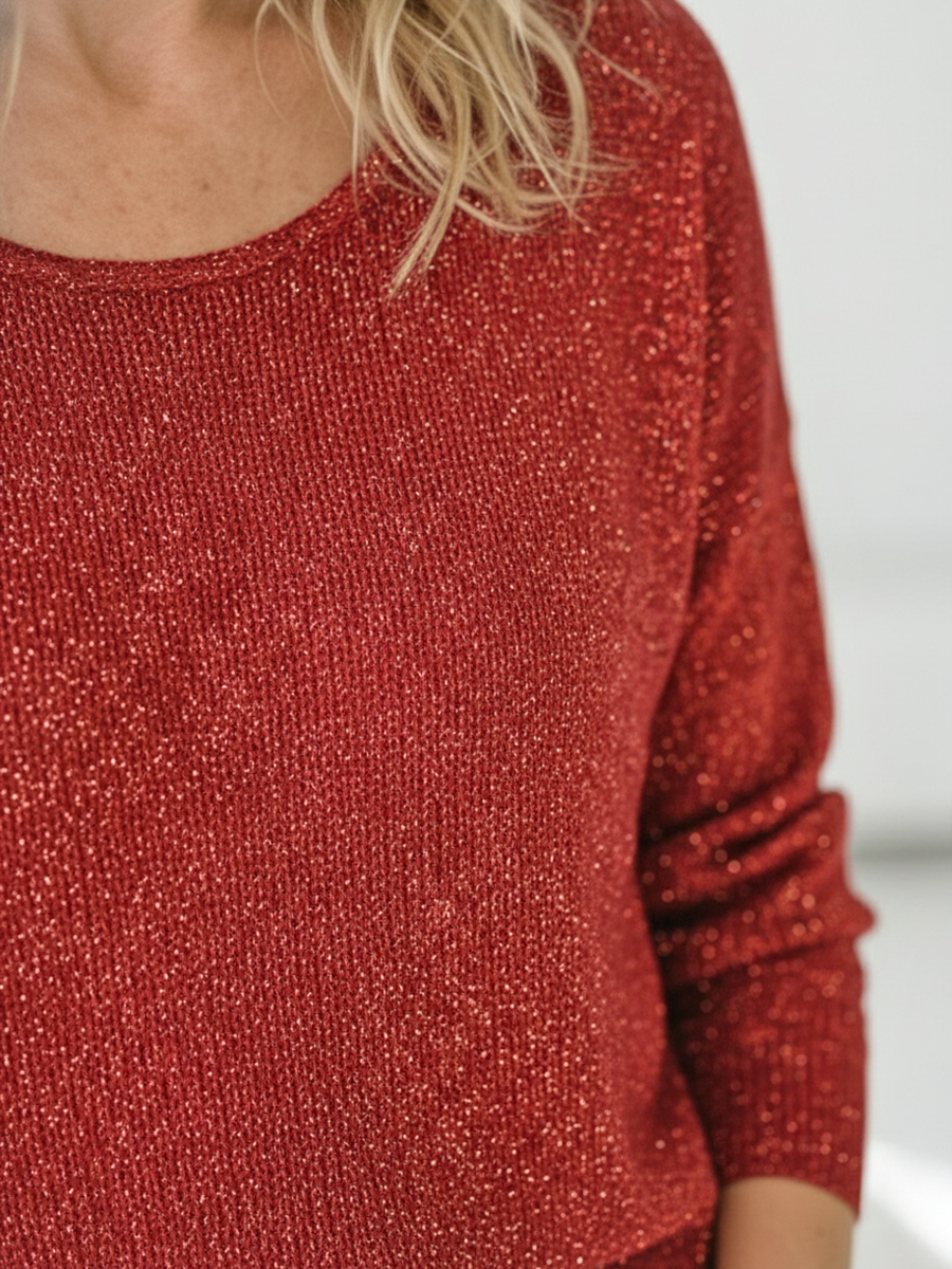 Christmas Round Neck Sparkling Knit Top