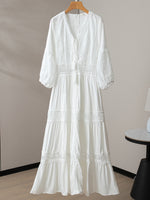 Mid-sleeve Openwork Embroidered Dress