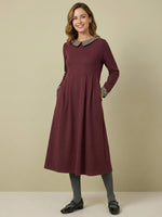 Cotton Plaid Peter Pan Collar Midi Dress CARLA