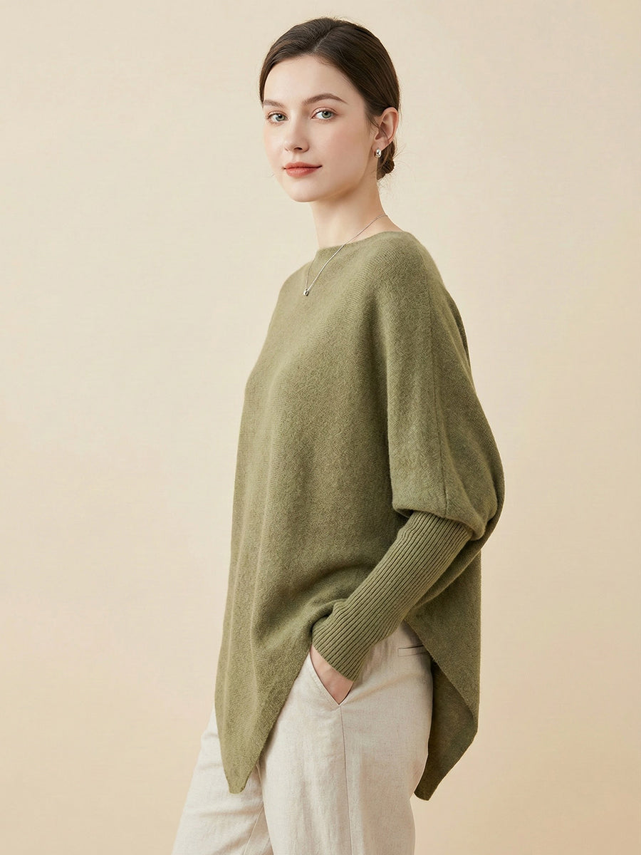 Women's Autumn/Winter Irregular Shawl Batwing Sleeve Loose Sweater