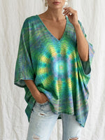 Boho Chic Tie-Dye Denim Poncho Top