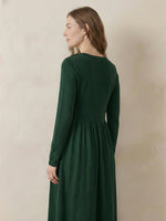 Wool Layered Neck Pleated Maxi Dress BILLIE