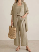 FIORACHIC Minimalist Cotton Linen 3-Piece Set – Relaxed Everyday Outfit