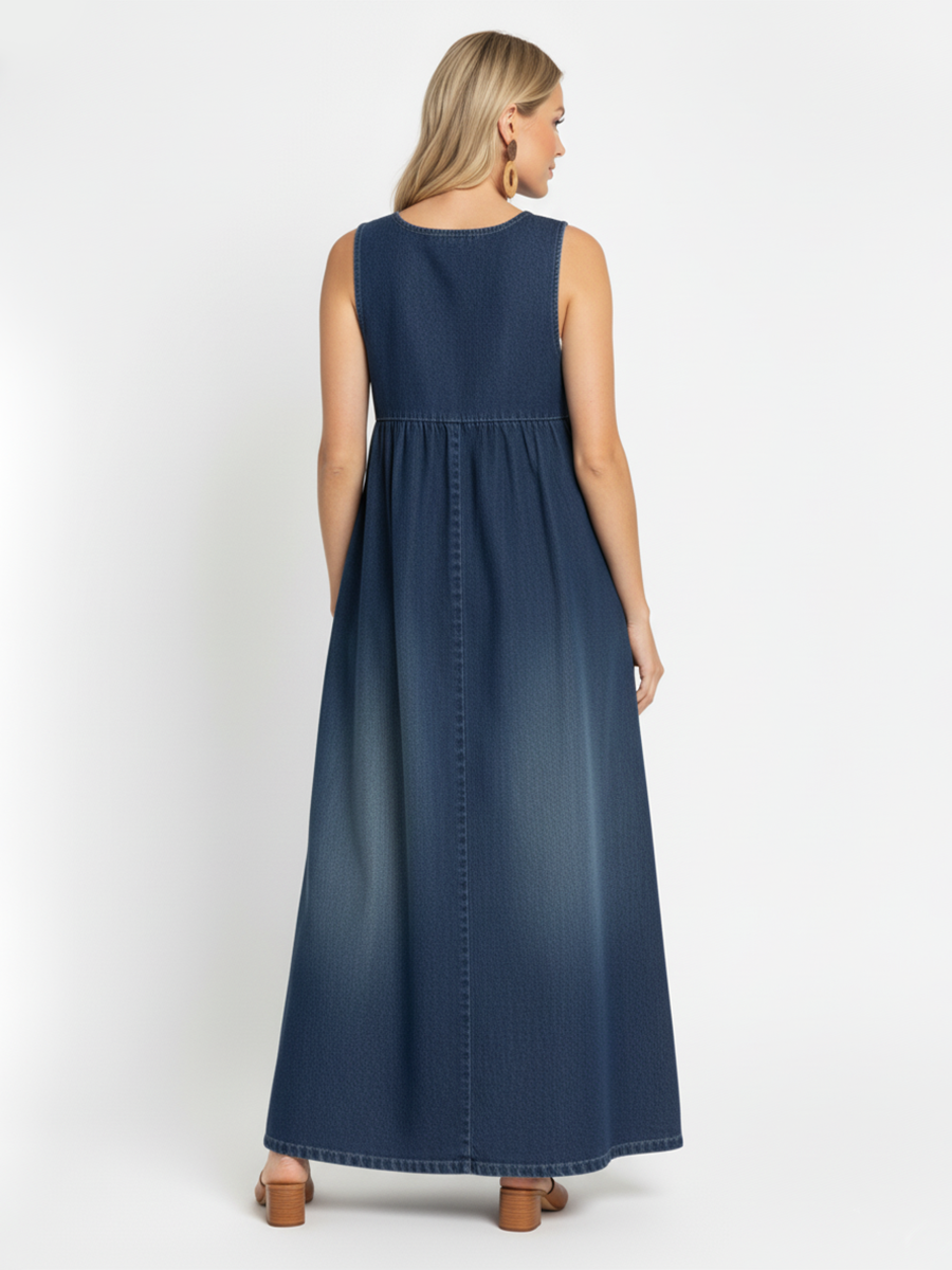 Women's Sleeveless Casual Loose Denim Vest Dress