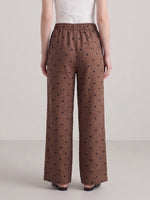 Classic Casual Embroidered Polka-dot Linen-cotton Trousers