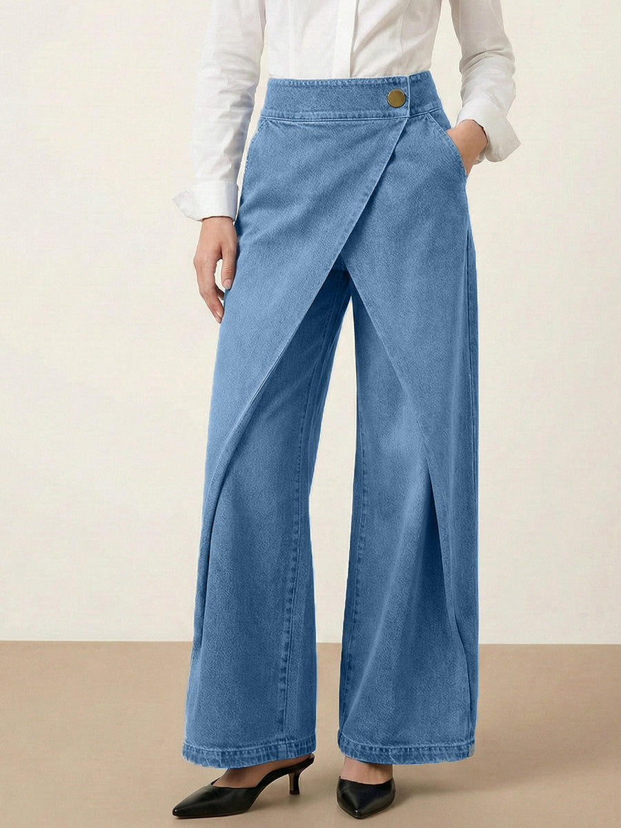 Women's High-waisted Casual Loose-fitting Wide-leg Jeans