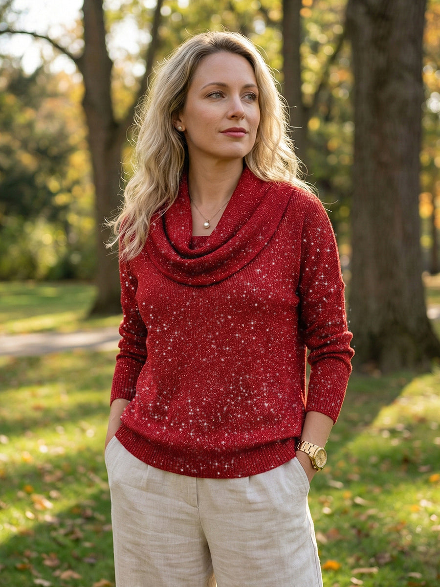 Women's Elegant Solid Color Loose Shiny Sweater