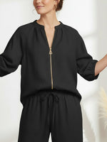 Womens Stylish Cozy Shirt & Wide-Leg Pants Linen Cotton Two-Piece Set