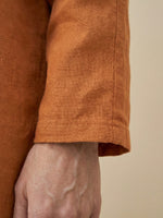Linen Dropped Collar Long-Sleeve Top