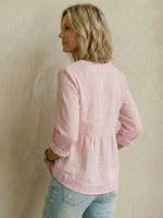 Women’s Lightweight Linen Blend V-Neck Shirt