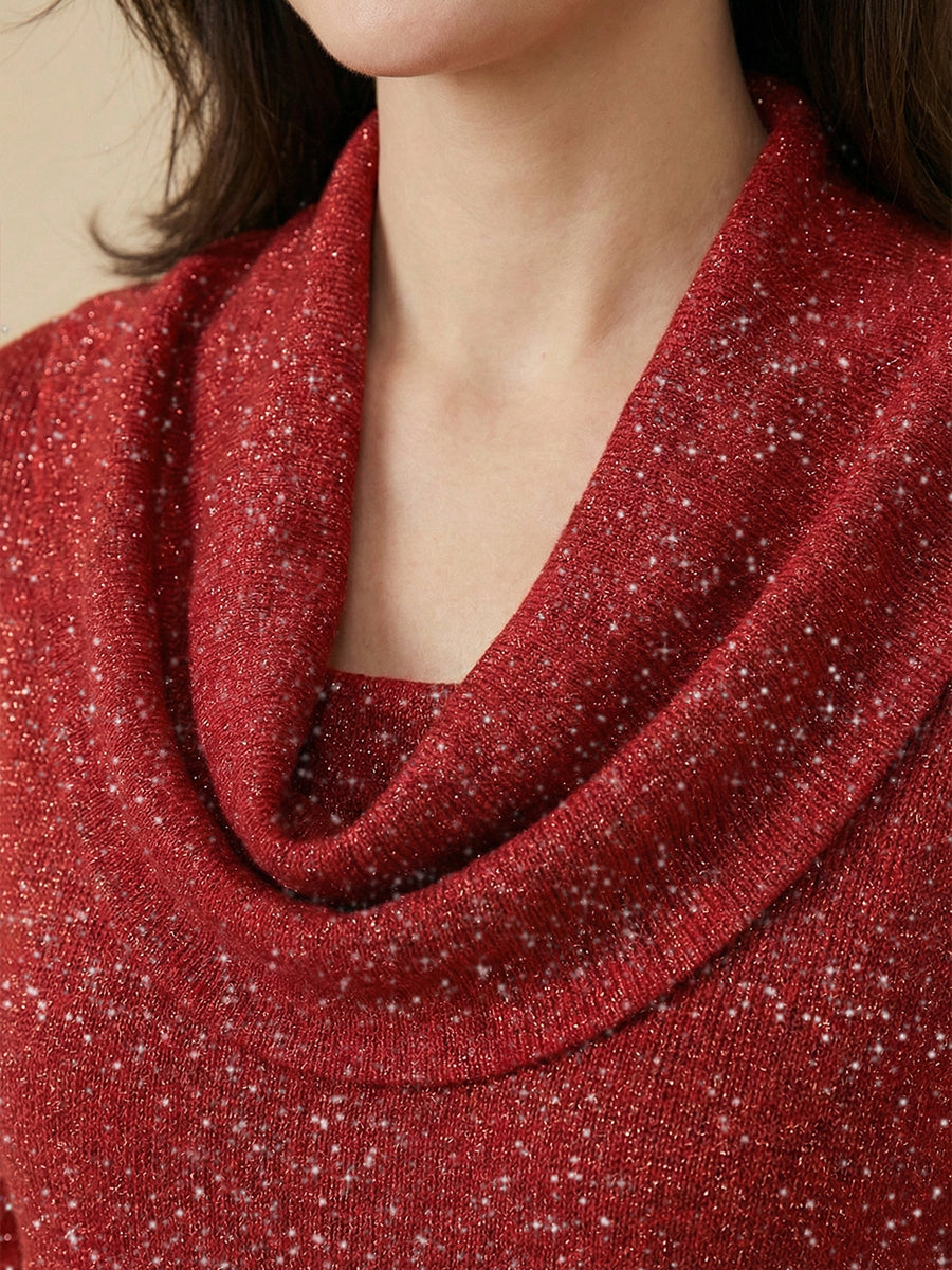 Women's Elegant Solid Color Loose Shiny Sweater